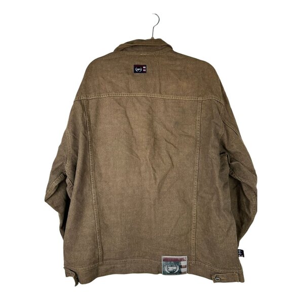 Phat Farm Mens Denim Jean Jacket XXXL Button Up Front Coat Brown VTG - Picture 8 of 16